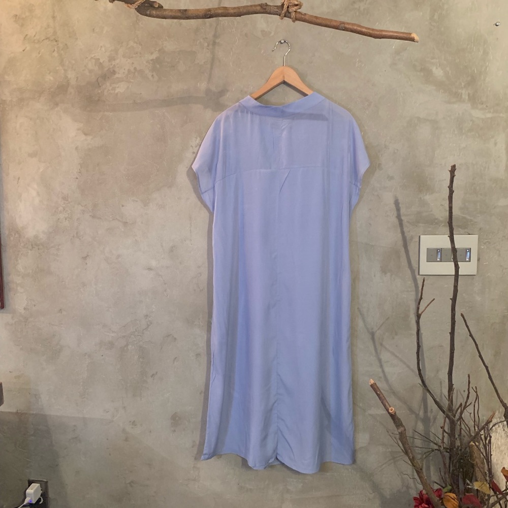 Summer sun dress light weight blue pleated detail - Picture 3 of 6